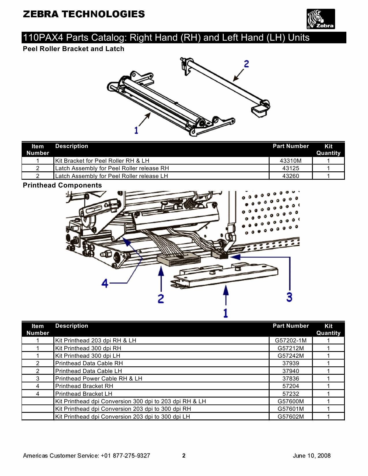 Zebra Label 110PAX4 Parts Catalog-2